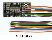 D&H SD16A-3, Fahr + Sounddecoder, mit 11 Anschlusslitzen, 2. Generation, SX1, SX2, DCC, 1,5 A, 8 Ausgänge, über 100 Sounds zur Auswahl